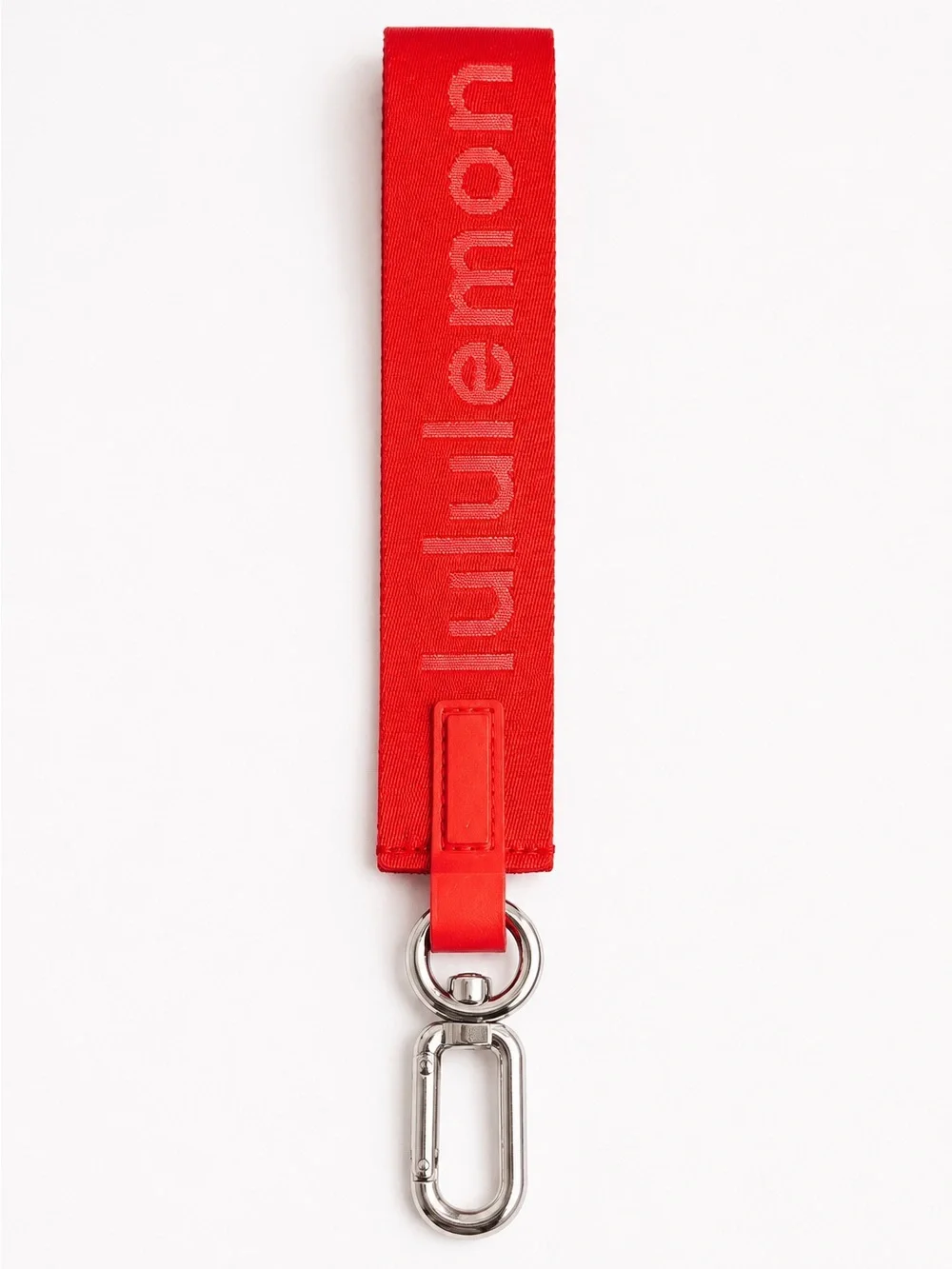 lululemon athletica Red Wrist Key Strap with Silver Hardware